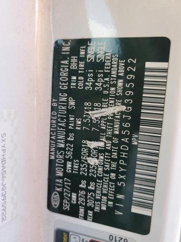 5XYPHDA56JG395922 KIA SORENTO EX