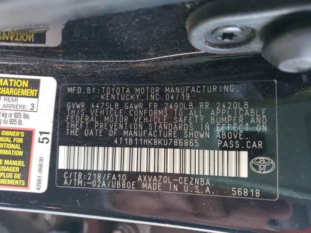 2019 TOYOTA CAMRY L - 4T1B11HK8KU786865
