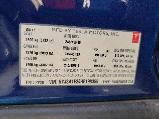2017 TESLA MODEL S - 5YJSA1E20HF198355