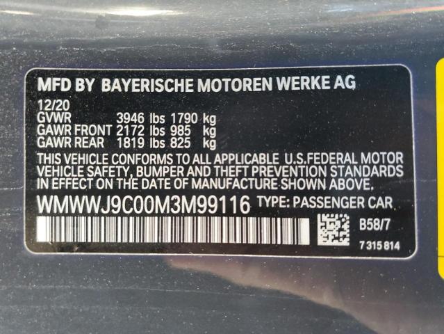 2021 MINI COOPER JOH WMWWJ9C00M3M99116