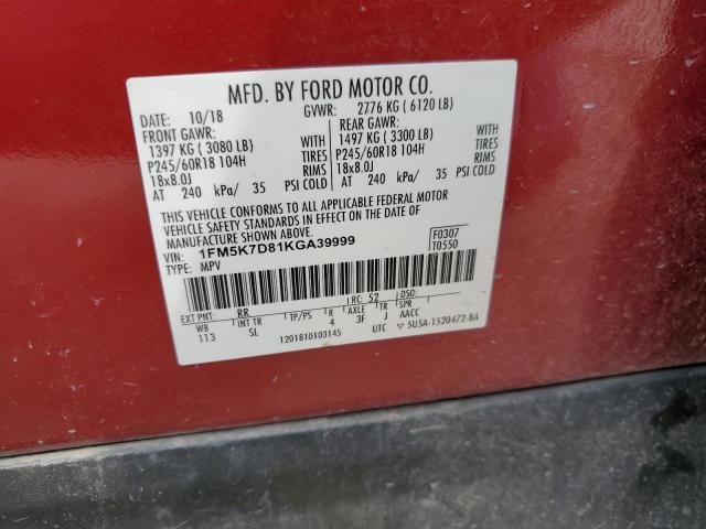 2019 FORD EXPLORER X - 1FM5K7D81KGA39999