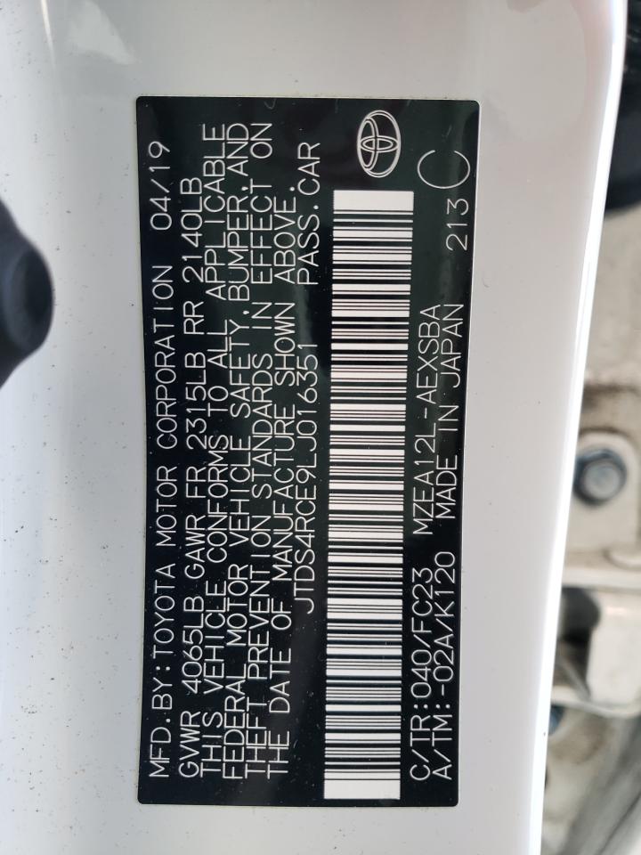 JTDS4RCE9LJ016351 TOYOTA COROLLA 2020