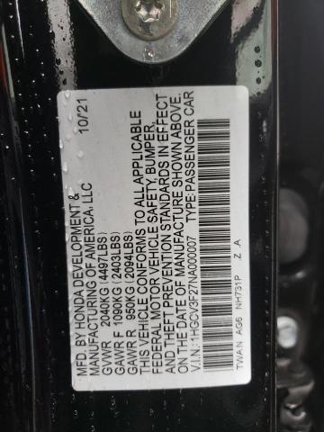 2022 HONDA ACCORD HYB - 1HGCV3F27NA000007