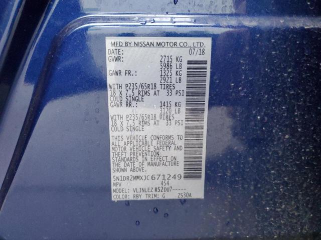 5N1DR2MMXJC671249 Nissan Pathfinder S