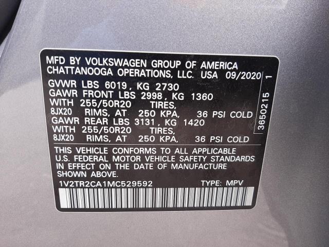 2021 VOLKSWAGEN ATLAS SEL - 1V2TR2CA1MC529592
