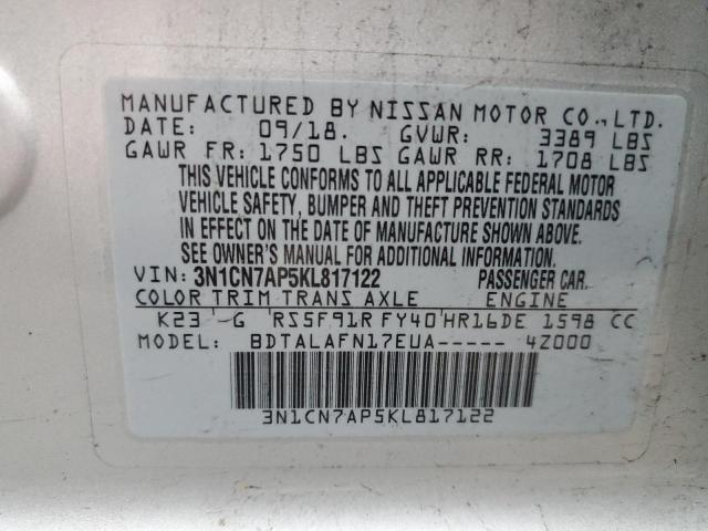 2019 NISSAN VERSA S - 3N1CN7AP5KL817122