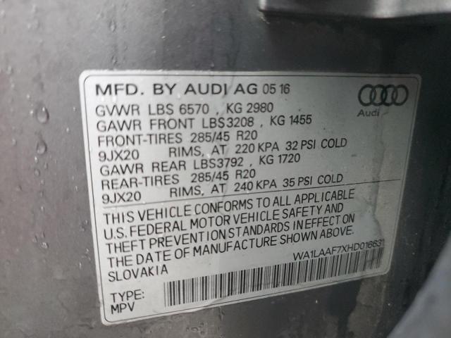 2017 AUDI Q7 PREMIUM - WA1LAAF7XHD016631