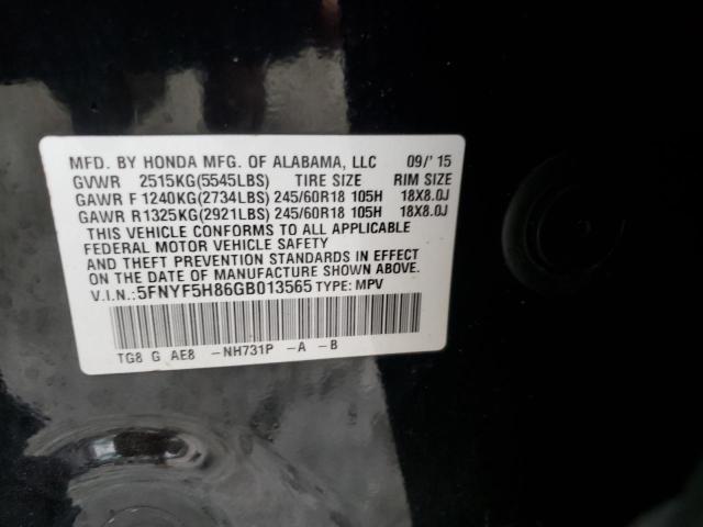 2016 HONDA PILOT EXL - 5FNYF5H86GB013565