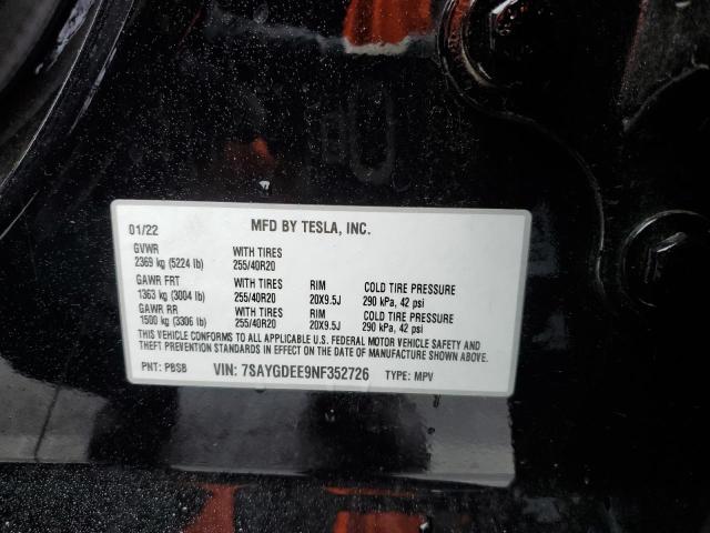 7SAYGDEE9NF352726 Tesla Model Y