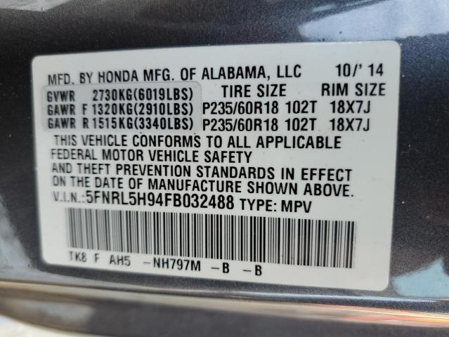 2015 HONDA ODYSSEY TO - 5FNRL5H94FB032488