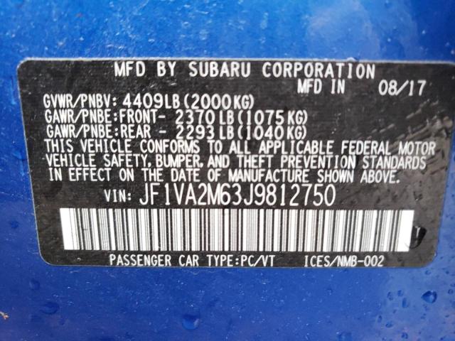 JF1VA2M63J9812750 Subaru Wrx Sti