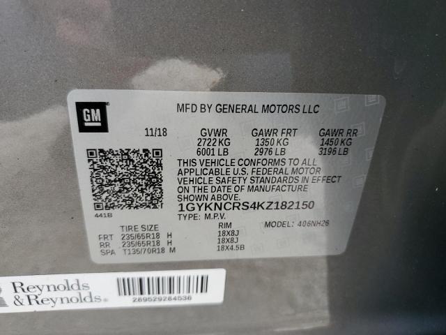 2019 CADILLAC XT5 LUXURY 1GYKNCRS4KZ182150