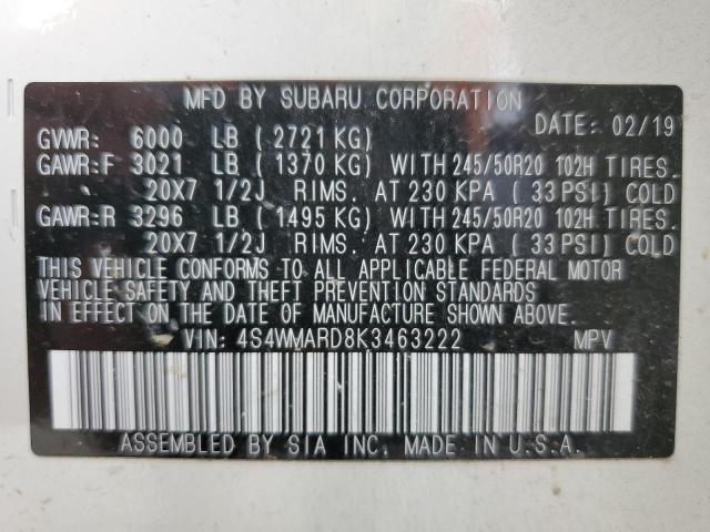 4S4WMARD8K3463222 Subaru Ascent Touring