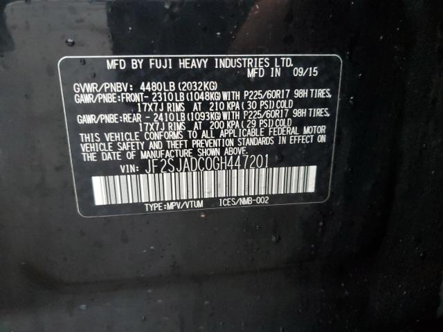 2016 SUBARU FORESTER 2 - JF2SJADC0GH447201