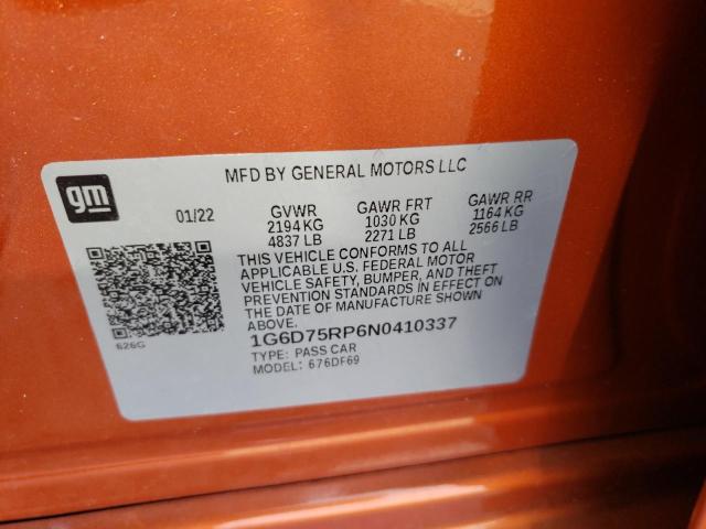 2022 CADILLAC CT4-V BLAC 1G6D75RP6N0410337