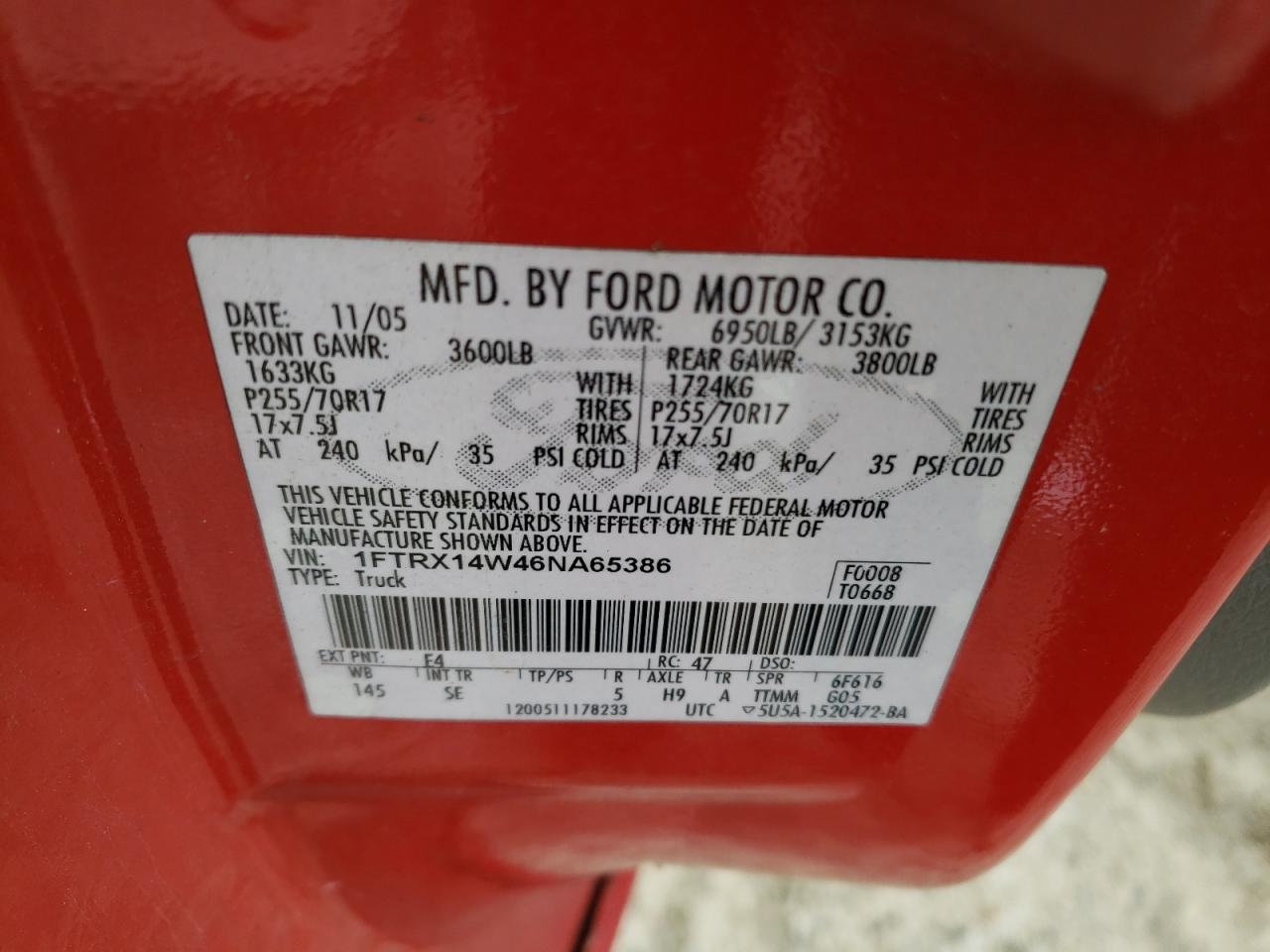 1FTRX14W46NA65386 2006 Ford F150