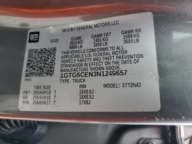 2022 GMC CANYON ELE 1GTG5CEN3N1249657