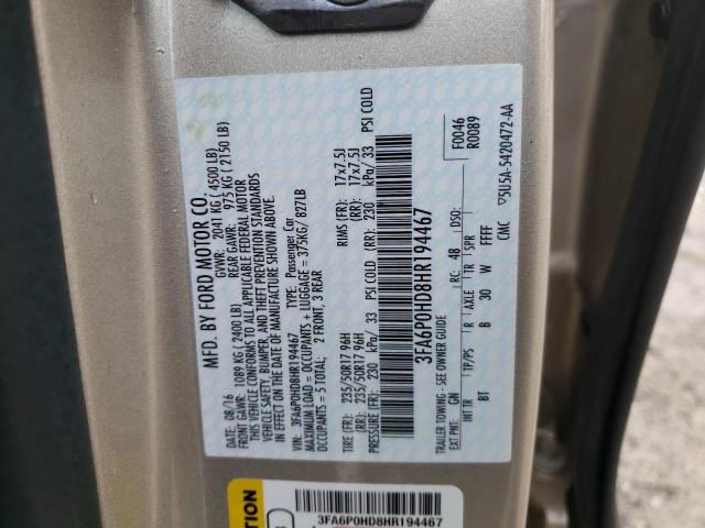 2017 FORD FUSION SE 3FA6P0HD8HR194467