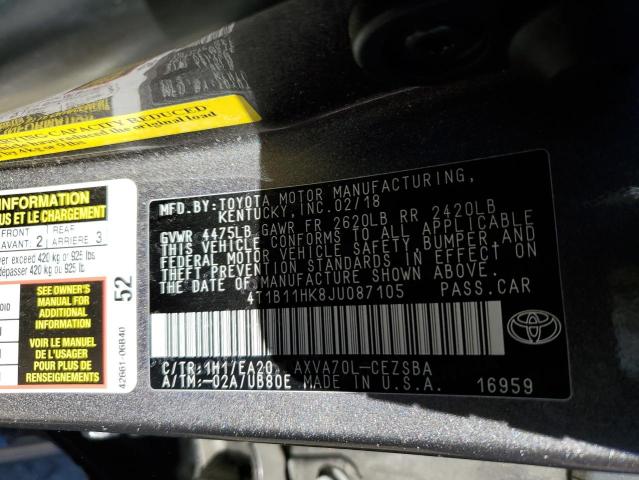 2018 TOYOTA CAMRY L AU - 4T1B11HK8JU087105