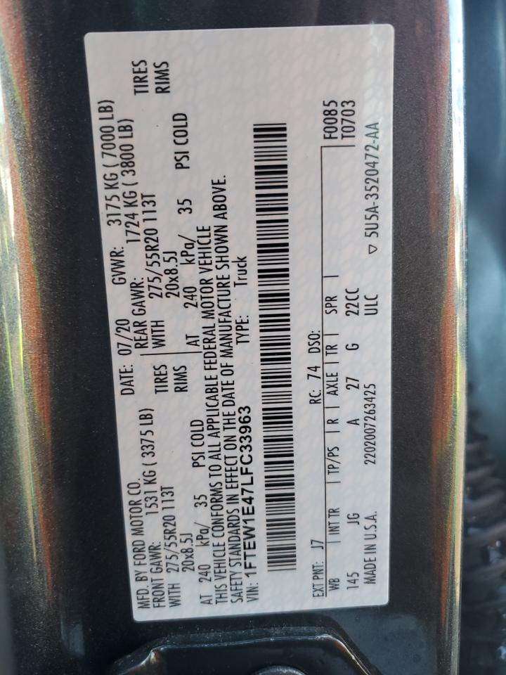 1FTEW1E47LFC33963 FORD F-150 2020