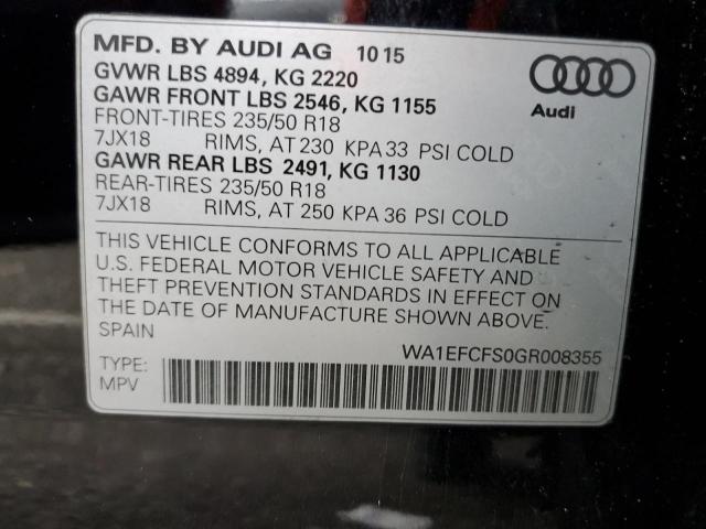 2016 AUDI Q3 WA1EFCFS0GR008355