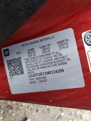 2021 CHEVROLET CAMARO LZ - 1G1FF1R71M0134299