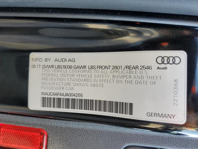 2018 AUDI S4 PRESTIG WAUC4AF44JA004255