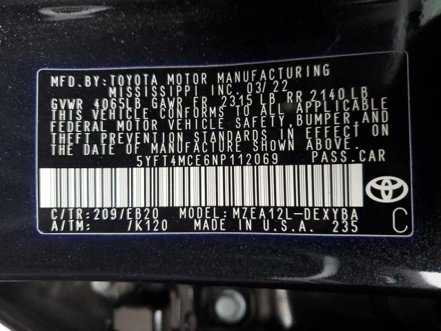 2022 TOYOTA COROLLA XS - 5YFT4MCE6NP112069