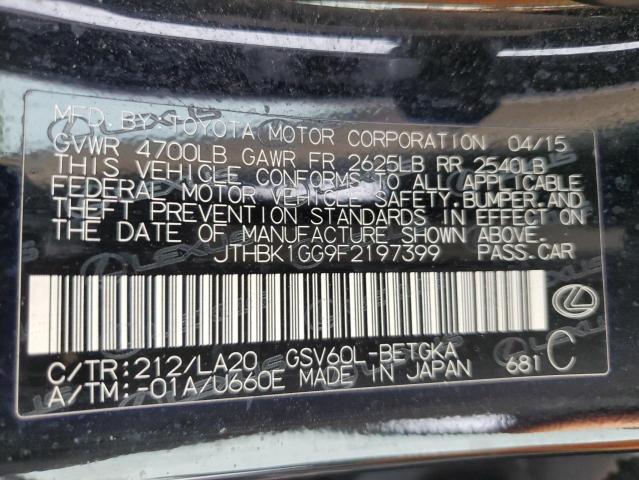2015 LEXUS ES JTHBK1GG9F2197399