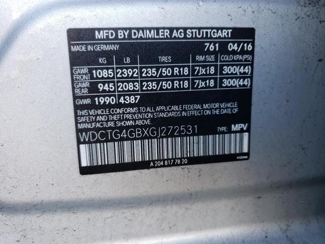 WDCTG4GBXGJ272531 Mercedes-Benz Gla 250 4matic
