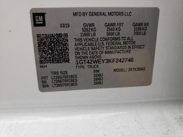 2019 GMC SIERRA K35 - 1GT42WEY3KF242746