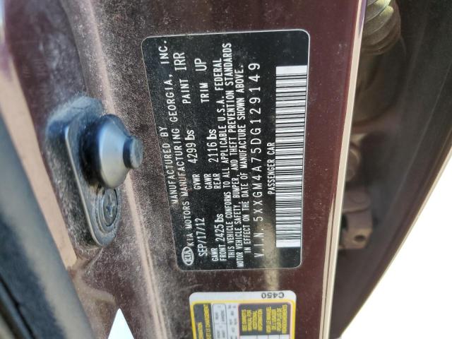 5XXGM4A75DG129149 KIA Optima Lx
