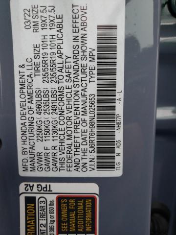 2022 HONDA CR-V TOURI - 5J6RT6H98NL025653