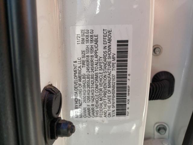 2022 HONDA PILOT EXL - 5FNYF6H50NB021637