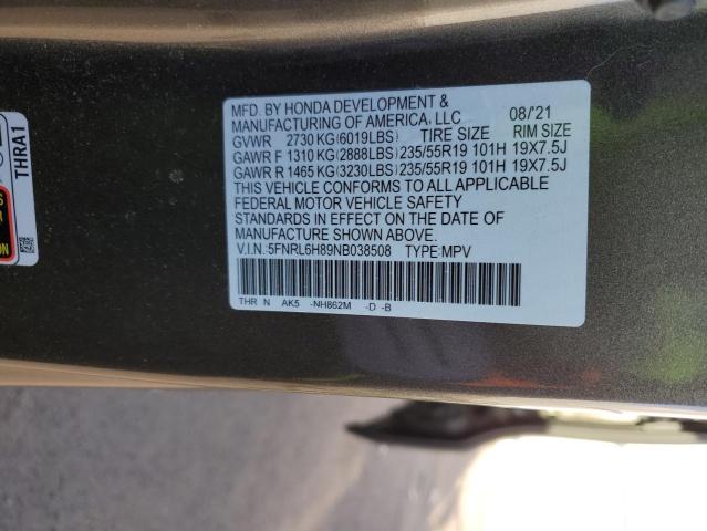 2022 HONDA ODYSSEY TO - 5FNRL6H89NB038508