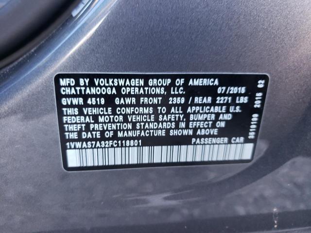 2015 VOLKSWAGEN PASSAT S - 1VWAS7A32FC118801