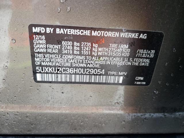 2017 BMW X6 XDRIVE3 - 5UXKU2C36H0U29054
