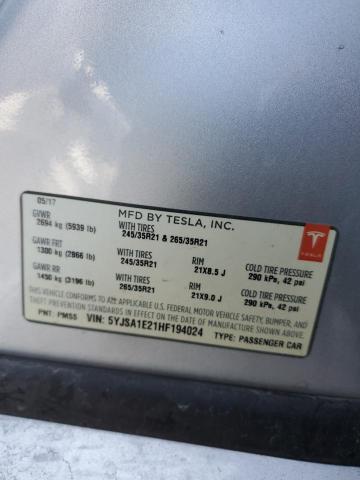 5YJSA1E21HF194024 Tesla MODEL S