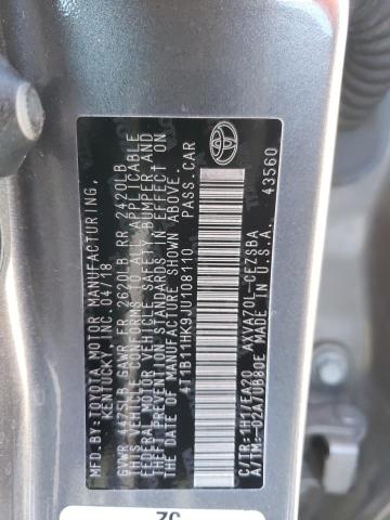 2018 TOYOTA CAMRY L - 4T1B11HK9JU108110