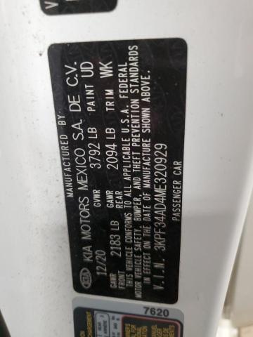 3KPF34AD4ME320929 KIA Forte Gt Line