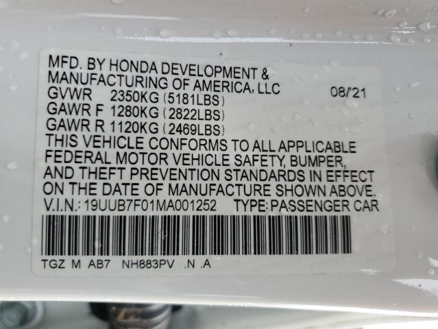 2021 ACURA TLX TYPE S - 19UUB7F01MA001252