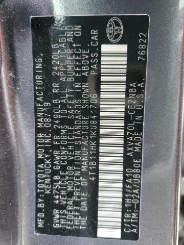2019 TOYOTA CAMRY L/LE 4T1B11HK1KU841706