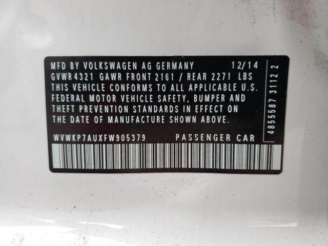 2015 VOLKSWAGEN E-GOLF LIM WVWKP7AUXFW905379