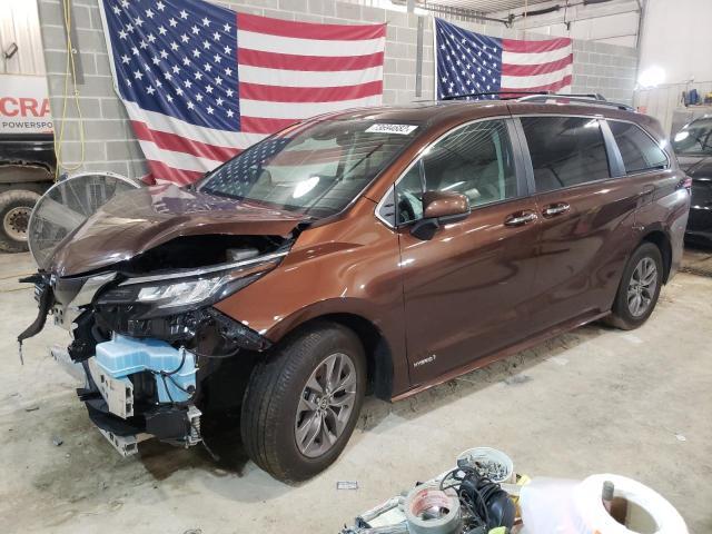 Salvage cars for sale from Copart Columbia, MO: 2021 Toyota Sienna XLE