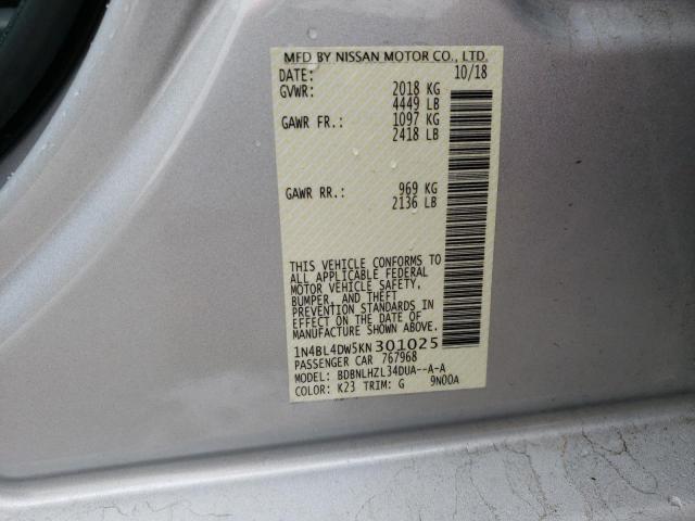 2019 NISSAN ALTIMA SV - 1N4BL4DW5KN301025