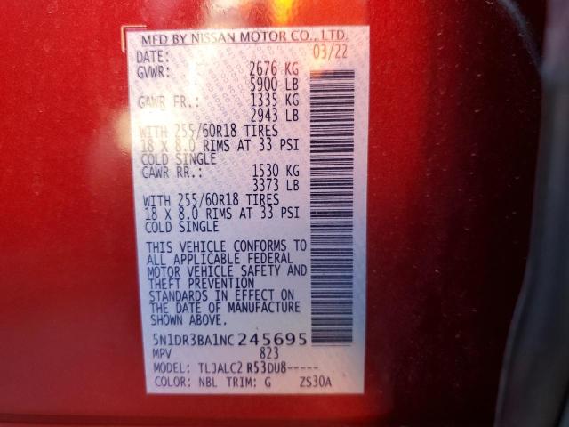 2022 NISSAN PATHFINDER - 5N1DR3BA1NC245695