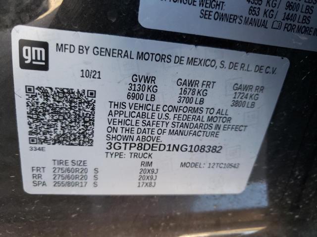 2022 GMC SIERRA LIM - 3GTP8DED1NG108382