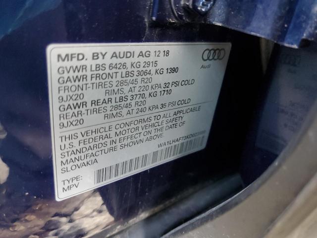 VIN WA1LHAF73KD023889 2019 Audi Q7, Premium Plus no.12