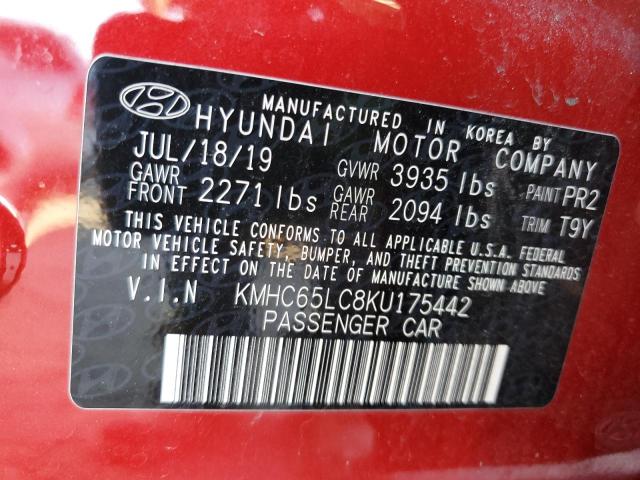 2019 HYUNDAI IONIQ BLUE - KMHC65LC8KU175442