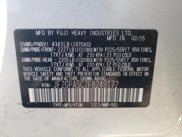 JF2GPASC7F8249172 Subaru Xv Crosstrek Sport Limited